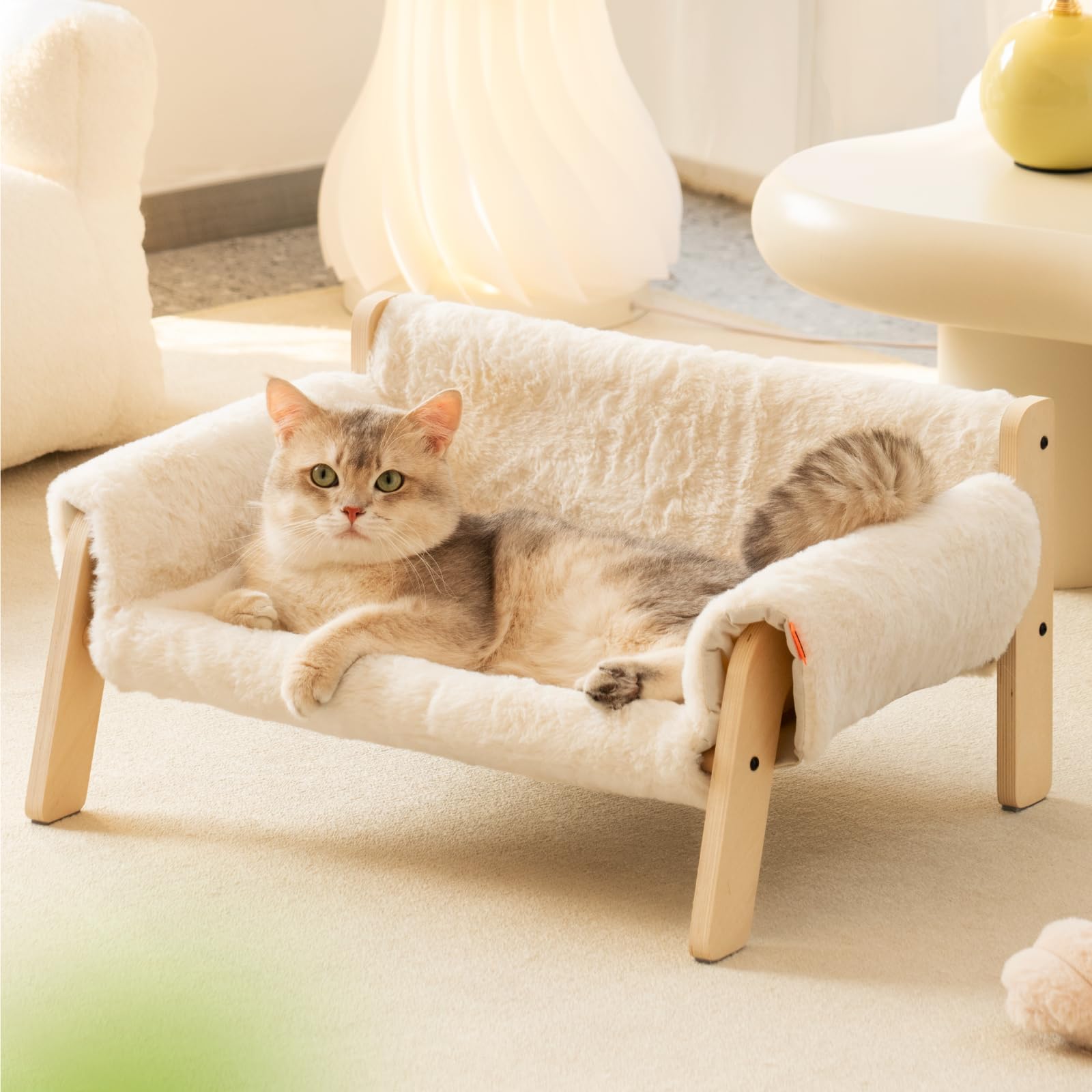 Amazon | 猫 犬 ベッド 木製のフレームの犬のベッドソファ 猫と子犬の